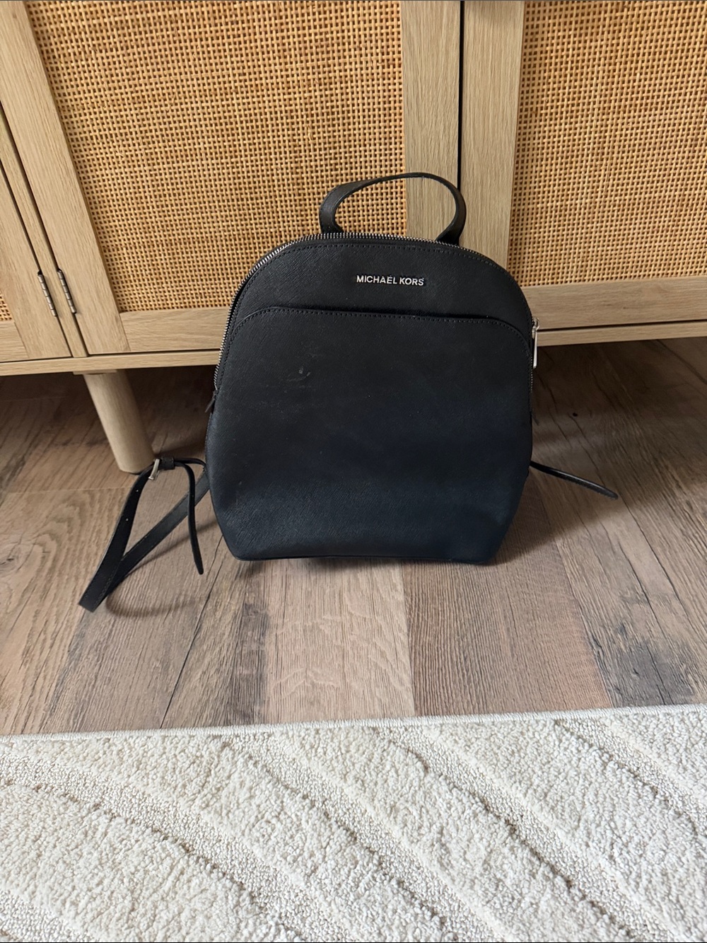 Michael Kors Black Saffiano Leather Mini Backpack